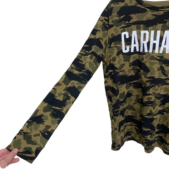 Carhartt Boys Youth Long Sleeve Crewneck Tee Blind Duck Camo size Large 14/16 - Picture 5 of 11